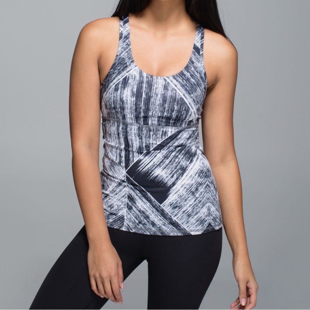 Lululemon Crossback Tank Top Heat Wave Black / White Sz 6